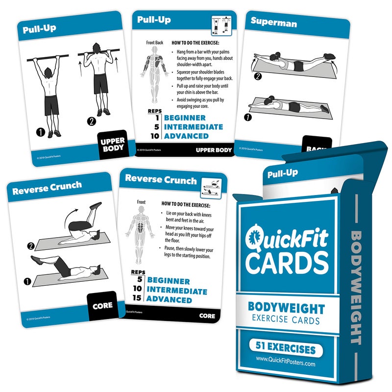 Palace Learning QuickFit 2 Pack - Stretching Exercise Poster - Laminated 18" x 24" & Bodyweight Exercise Playing Cards - 2.5" x 3.5" - Image 3